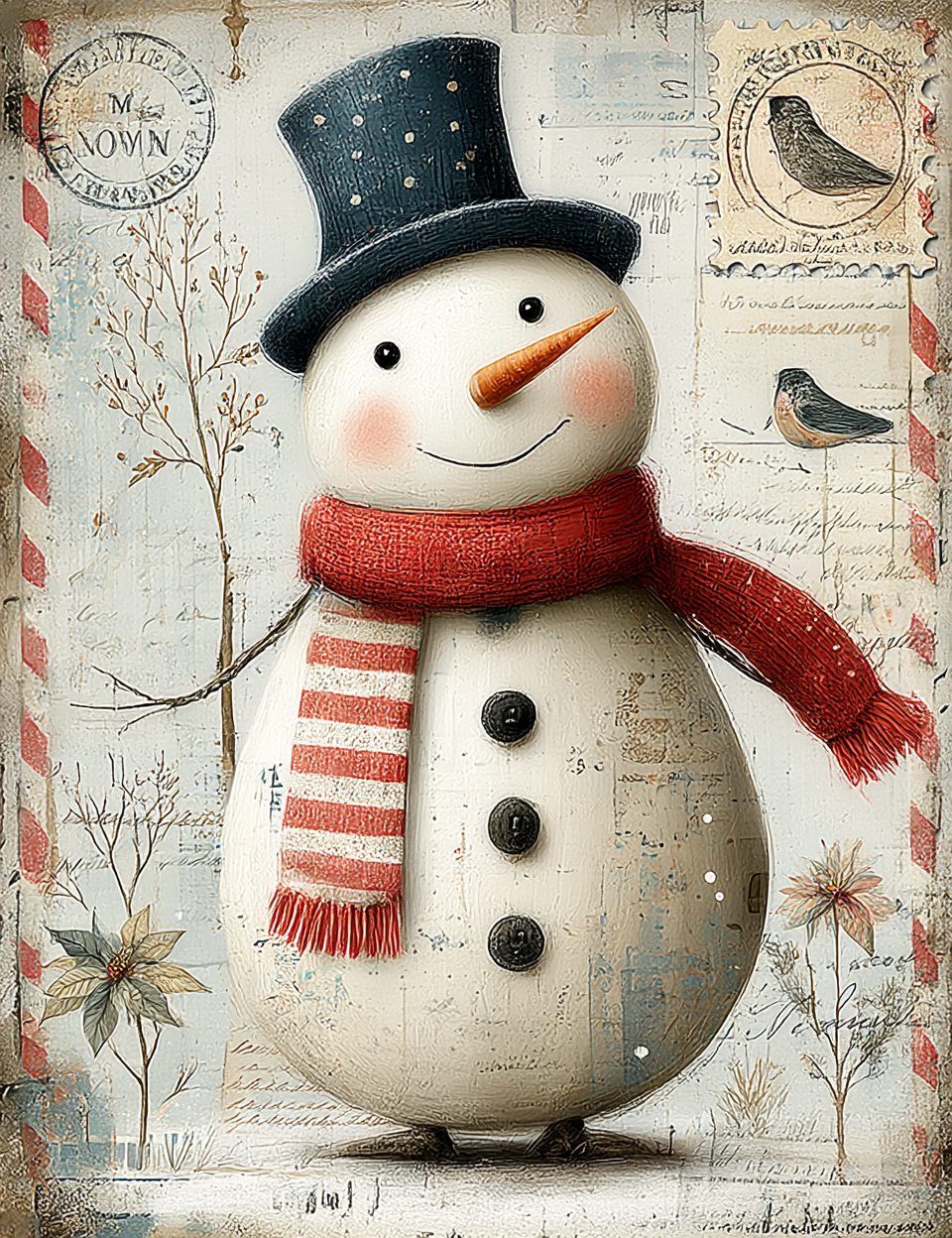 Midjourney V 7 Prompts for DUAL Quirky Christmas Postage Papers