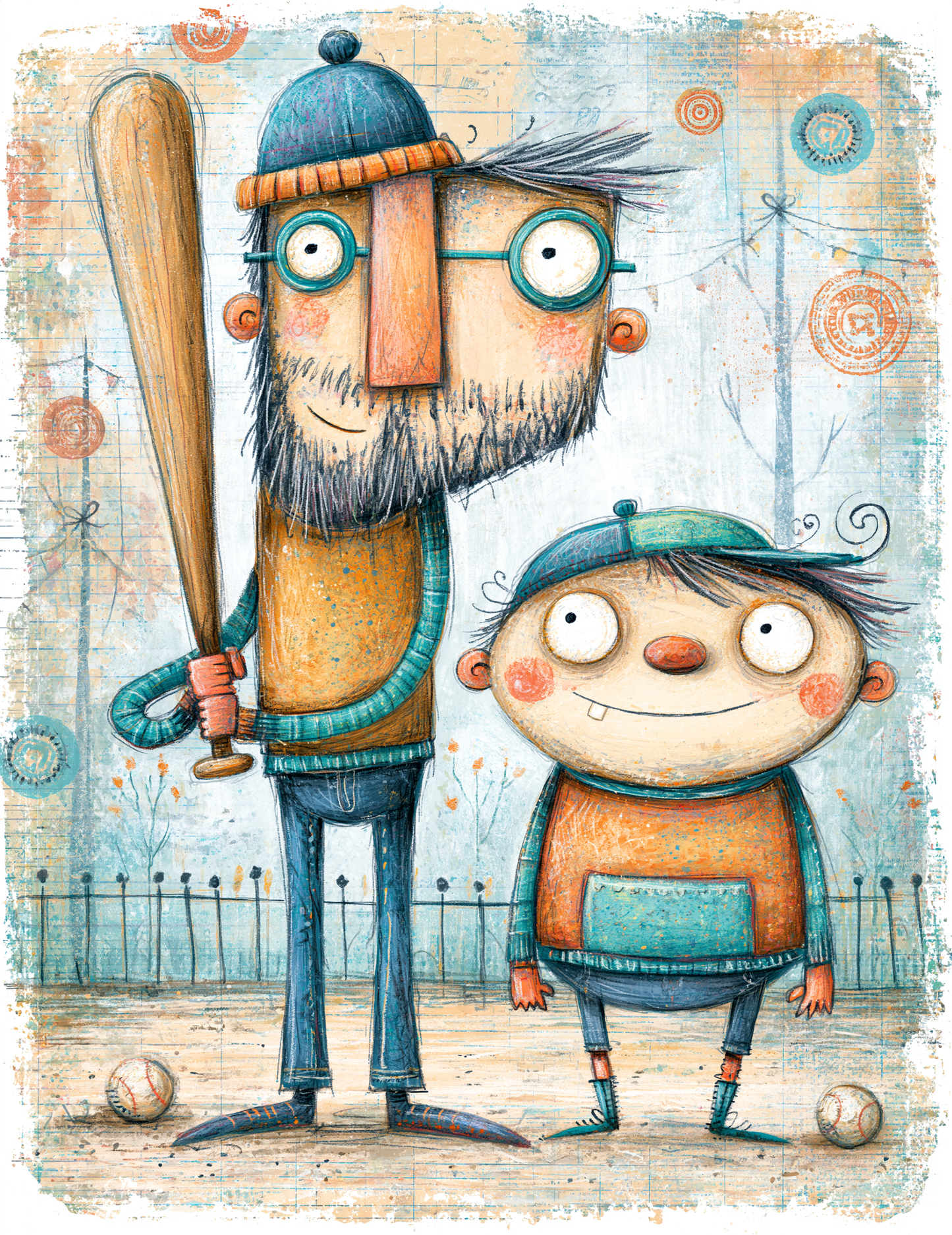 Midjourney V 8.1 Prompts for DUAL Quirky Father’s Day Digital Pages