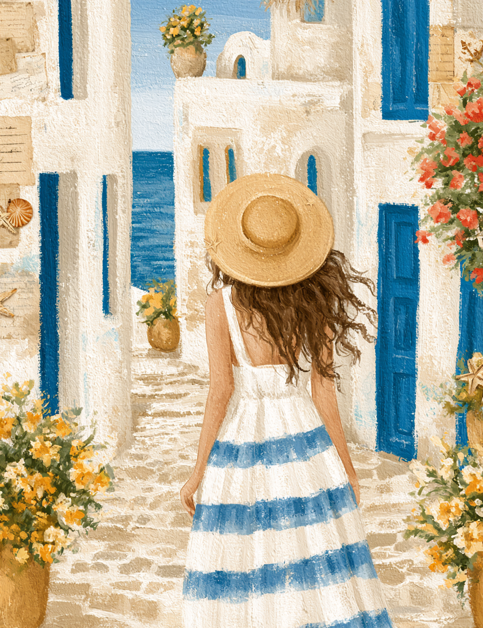 Midjourney V 8.2 Prompts for DUAL Santorini Summer Escape Pages