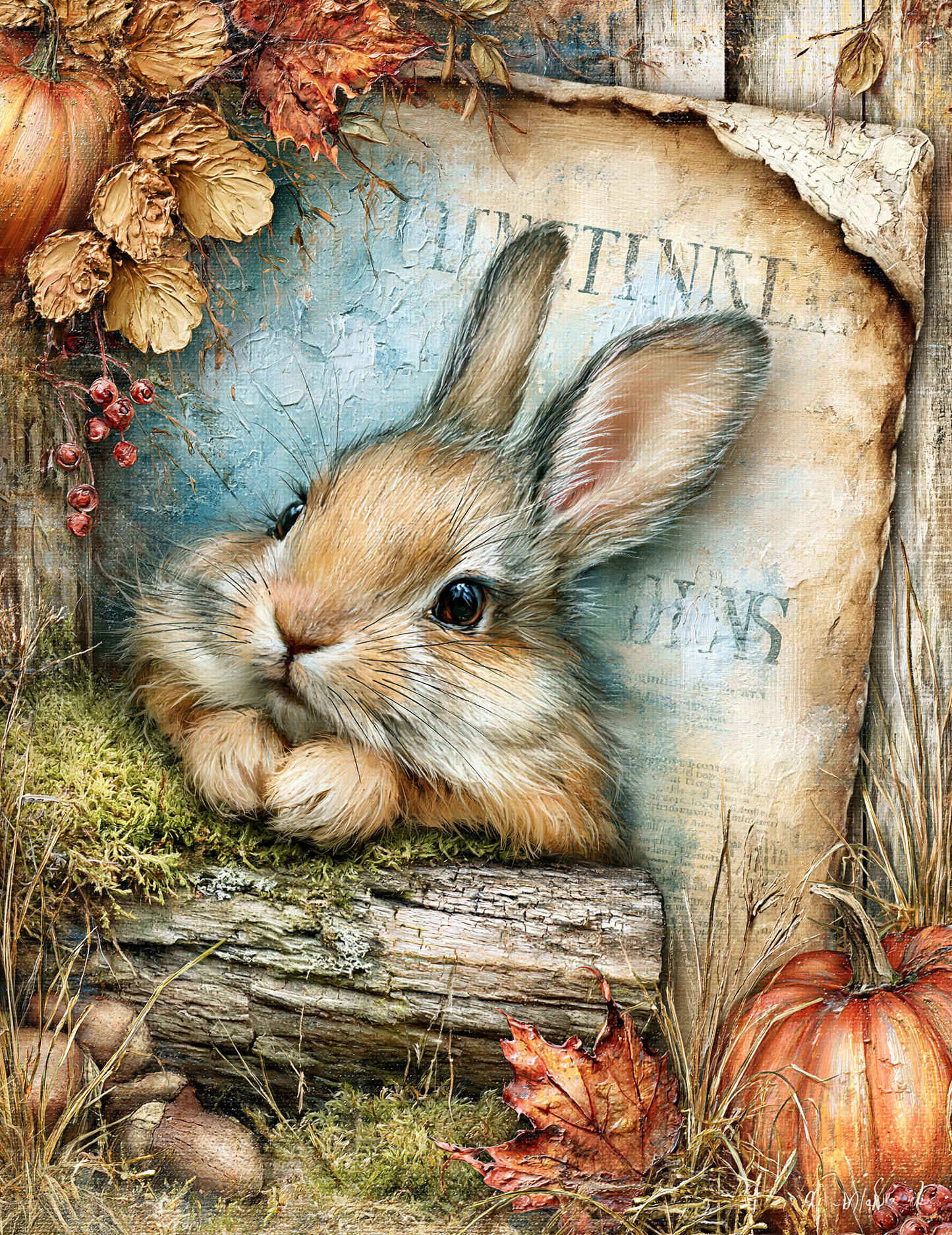 Midjourney V 8.1 Prompts for DUAL Shabby Autumn Collage Junk Pages