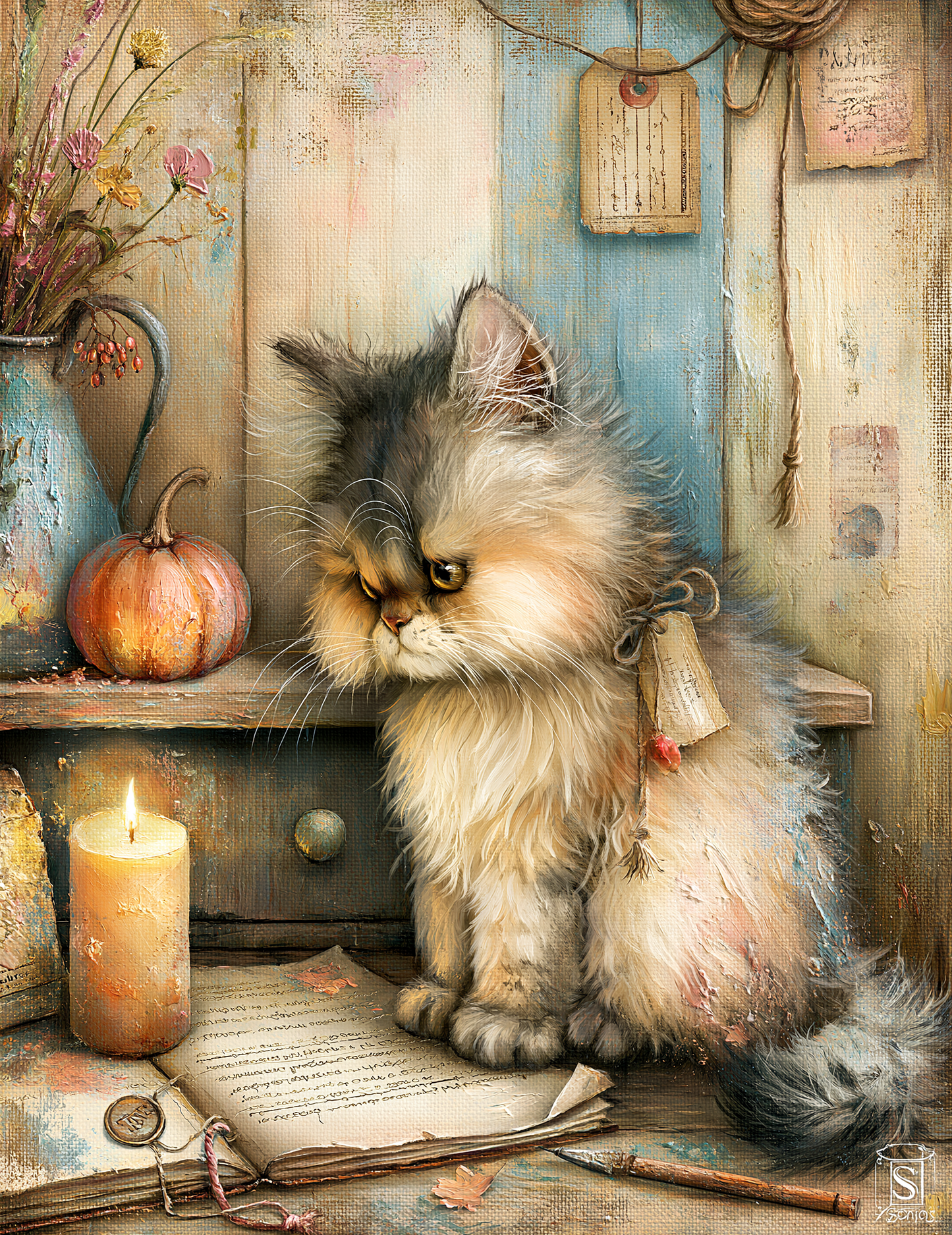 Midjourney V 8.1 Prompts for DUAL Shabby Autumn Collage Junk Pages