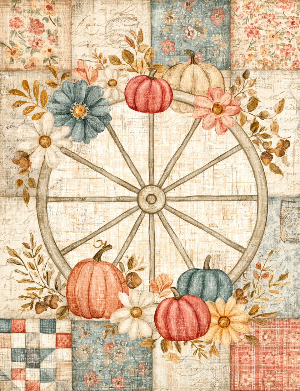 Midjourney V 8.2 Prompts for DUAL Shabby Pastel Fall Pages