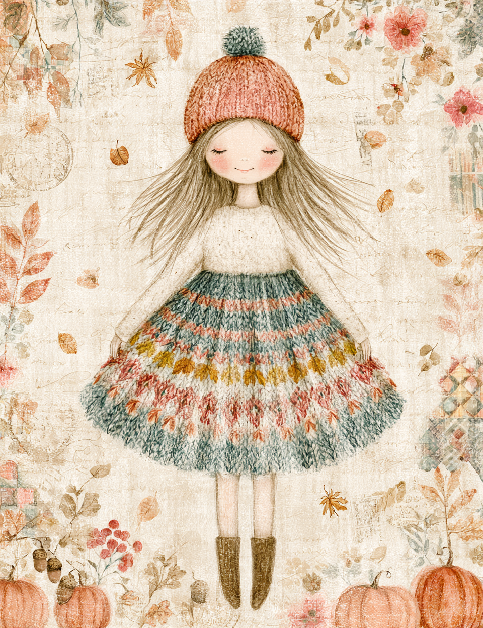 Midjourney V 8.2 Prompts for DUAL Shabby Pastel Fall Pages