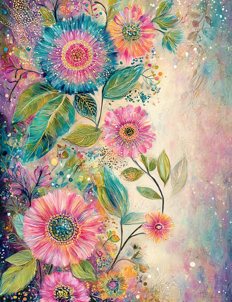 Midjourney V 7 Prompts for DUAL Spring Floral Pastel Collection