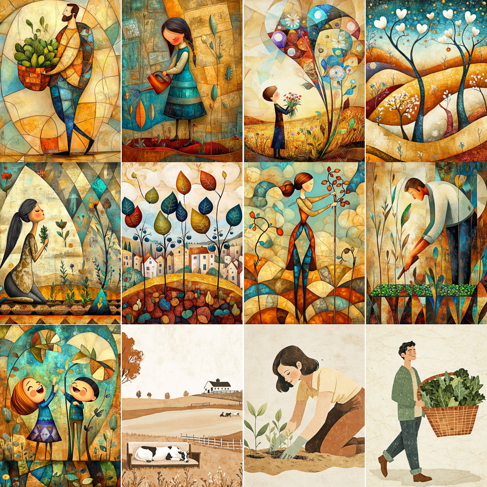 Midjourney V 6.1 Prompts for DUAL Spring Harvest Illustrations