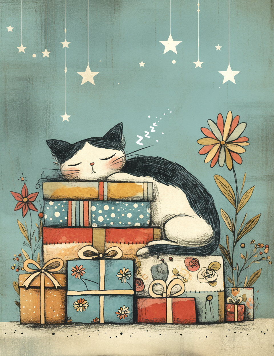 Midjourney NIJI Prompts for DUAL Starry Night Childish Christmas Pages