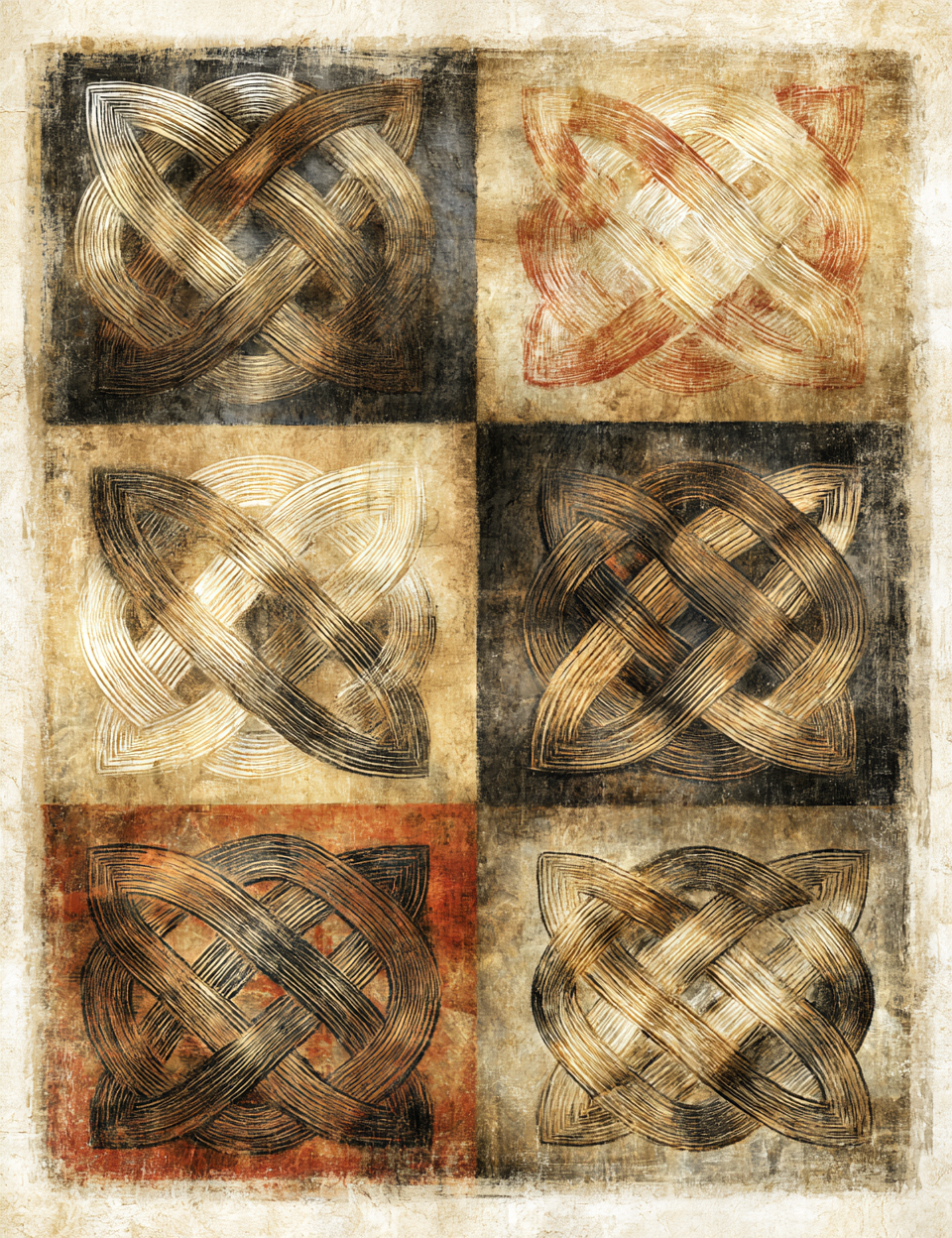 Midjourney V 8.2 Prompts for DUAL Symbols and Grids Distressed Pages