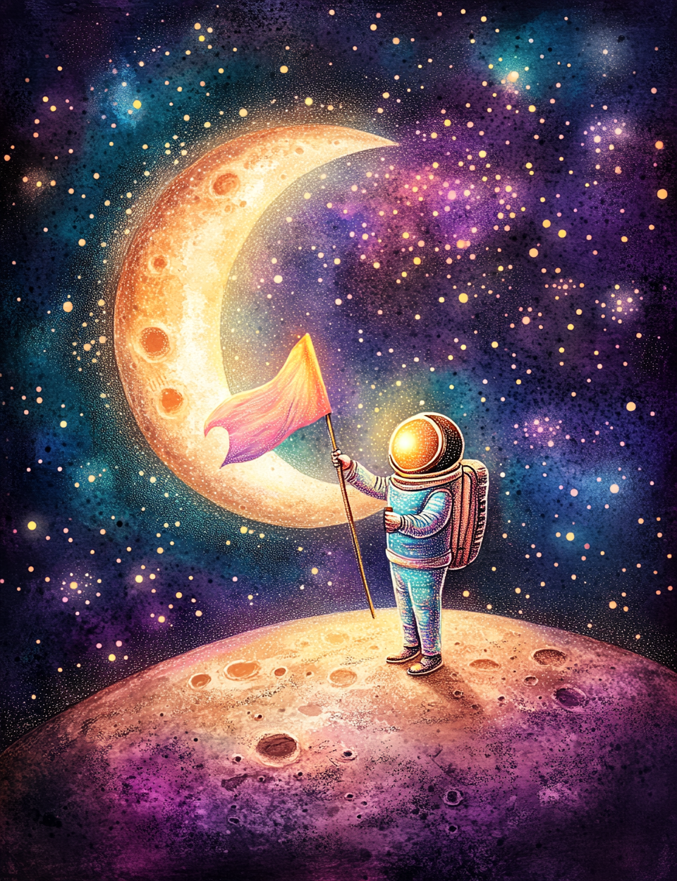 Midjourney V 6.1 Prompts for DUAL Traveling to the Moon Pages