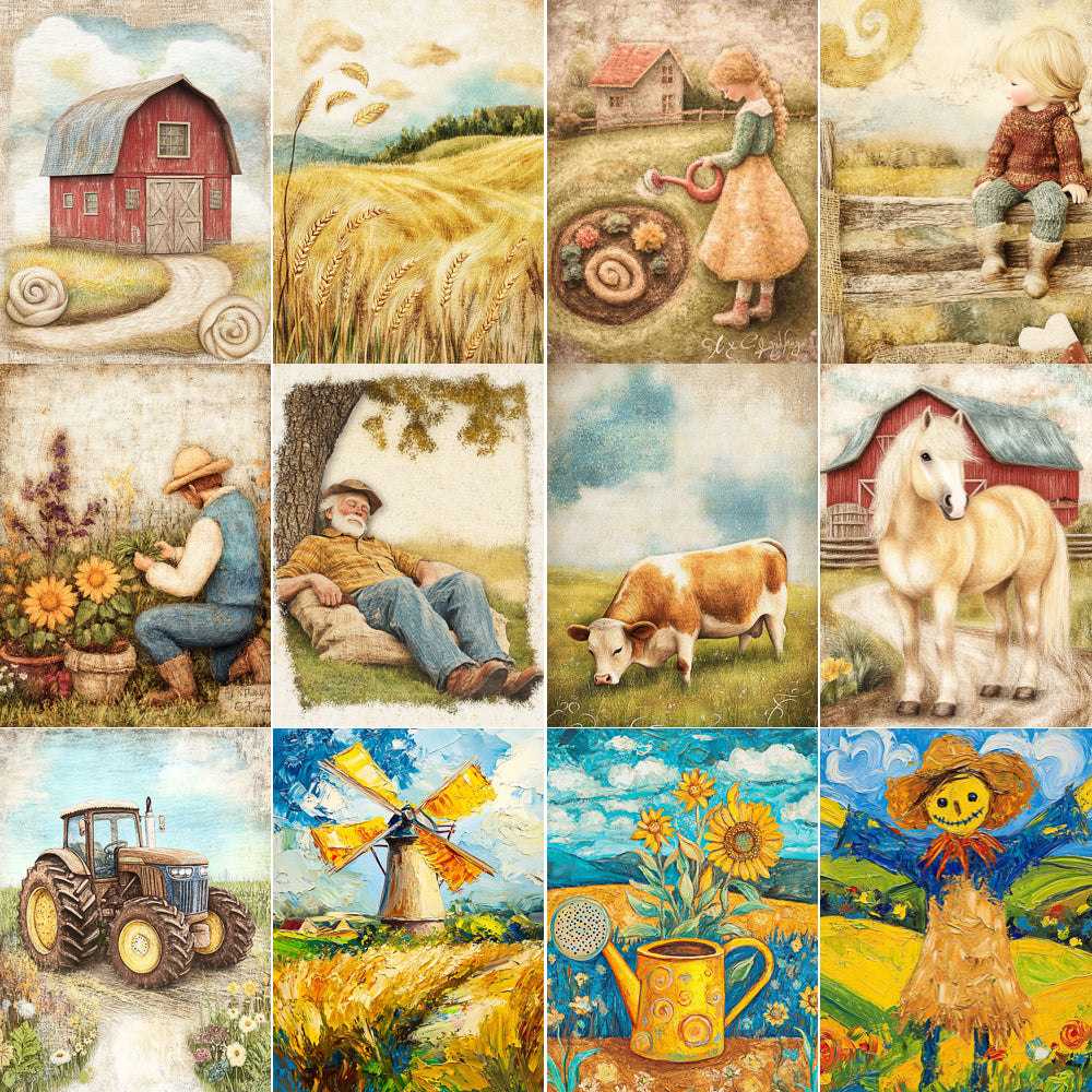 Midjourney V 6.1 Prompts for DUAL Vibrant Countryside Painted Seasons