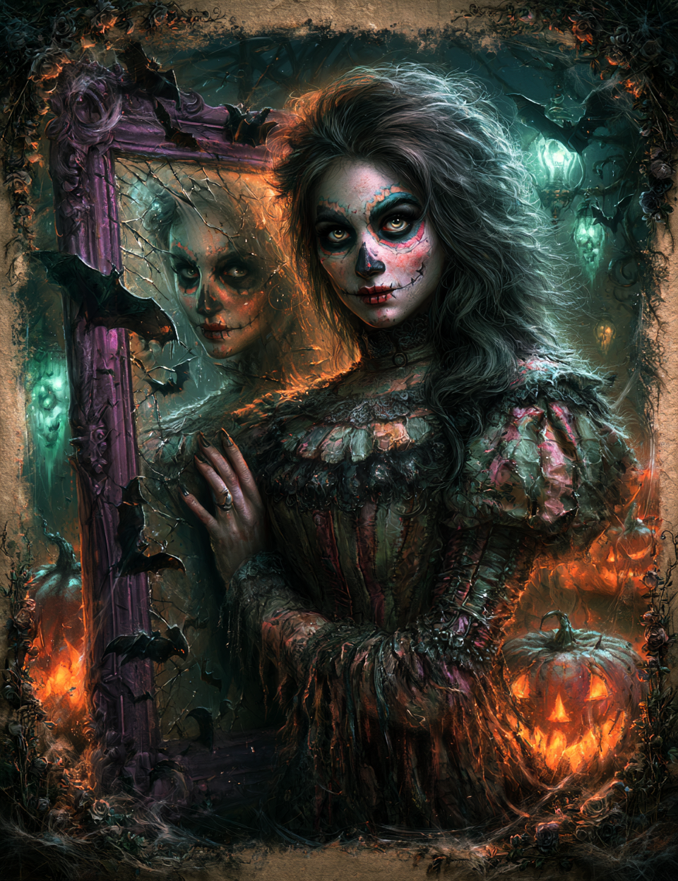 Midjourney V 8.2 Prompts for DUAL Victorian Halloween Digital Pages