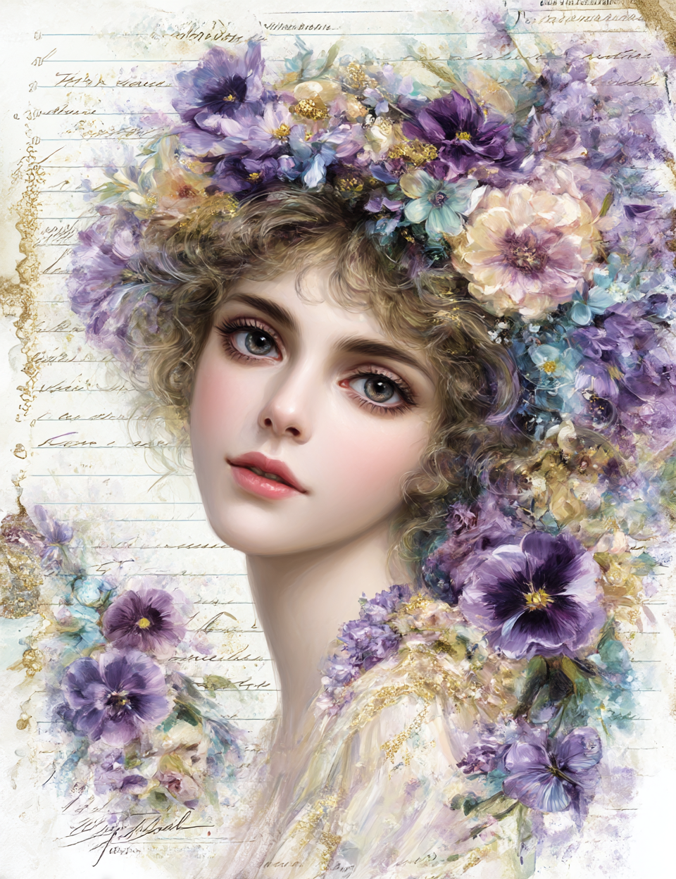 Midjourney V 7 Prompts for DUAL Violet Peonies Floral Pages