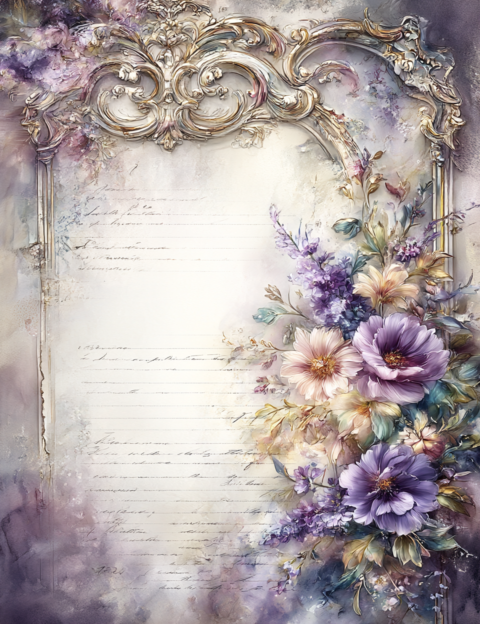 Midjourney V 7 Prompts for DUAL Violet Peonies Floral Pages