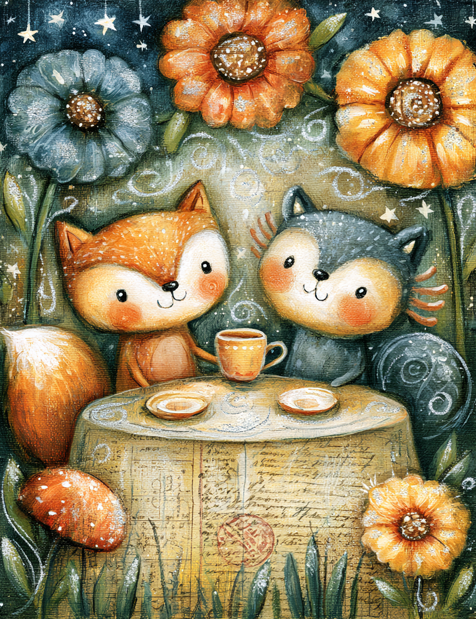 Midjourney V 8.2 Prompts for DUAL Whimsical Realm Printable Pages
