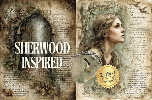 Product packaging with 'Sherwood Inspired' text and a horse, featuring nature-themed design elements.