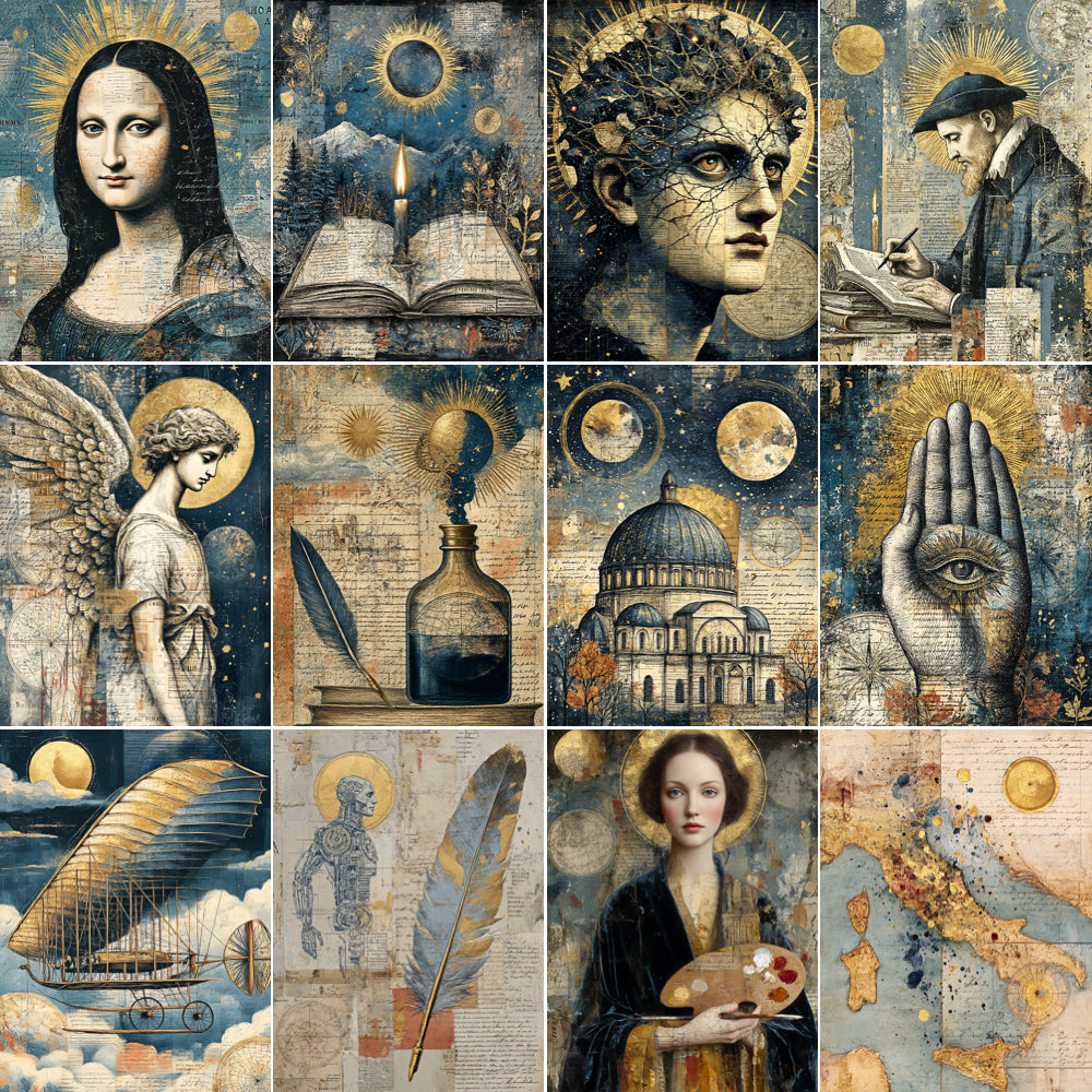 Midjourney V 7 Prompts for DUAL Da Vinci Junk Journals Pages