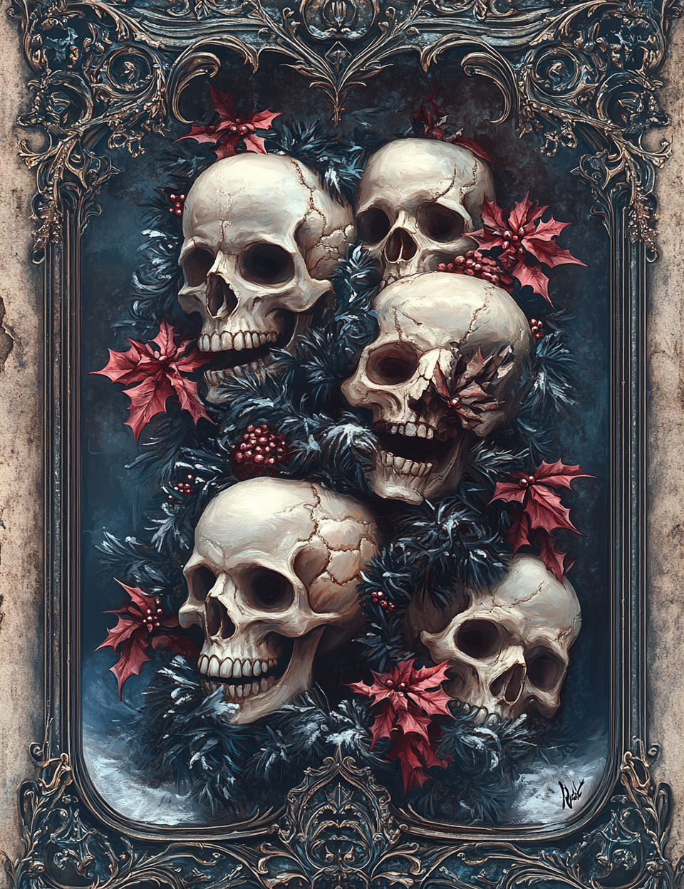 Midjourney Prompts for Dark Fantasy Gothic Christmas Papers