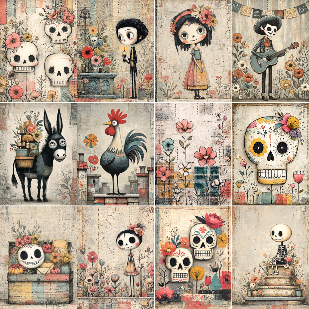 Midjourney V 7 Prompts for Day of the Dead Junk Journal Kit