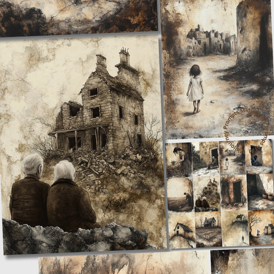 Midjourney V 6.1 Prompts for Dead Houses Junk Journal Kit