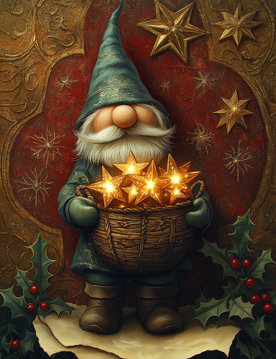 Midjourney Guide Prompts for Gold Ornamental Christmas Illustrations