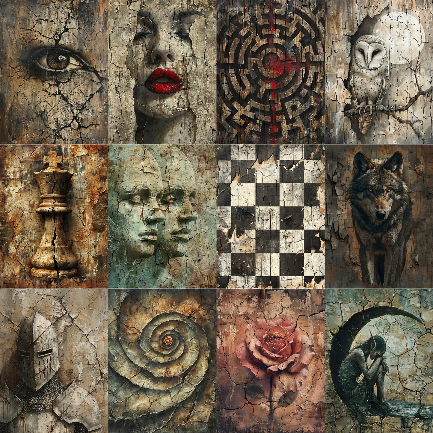 grid Midjourney Prompts For Moody Gallery Rustic Contemporary Art