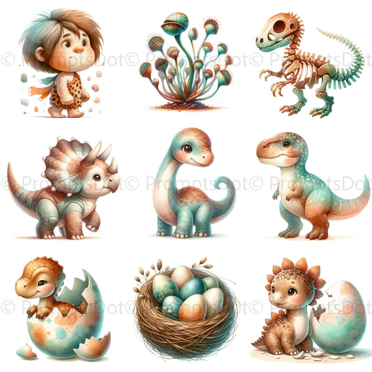 Dinosaurs Watercolor Clipart