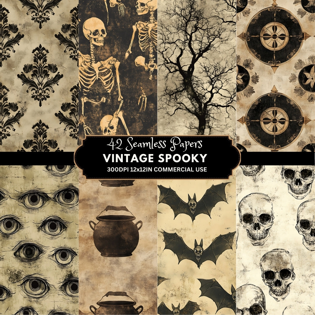 42 Vintage Halloween Digital Paper Textures