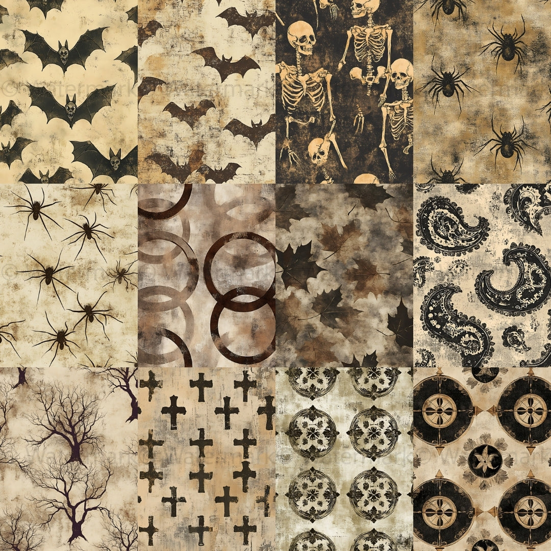 42 Vintage Halloween Digital Paper Textures