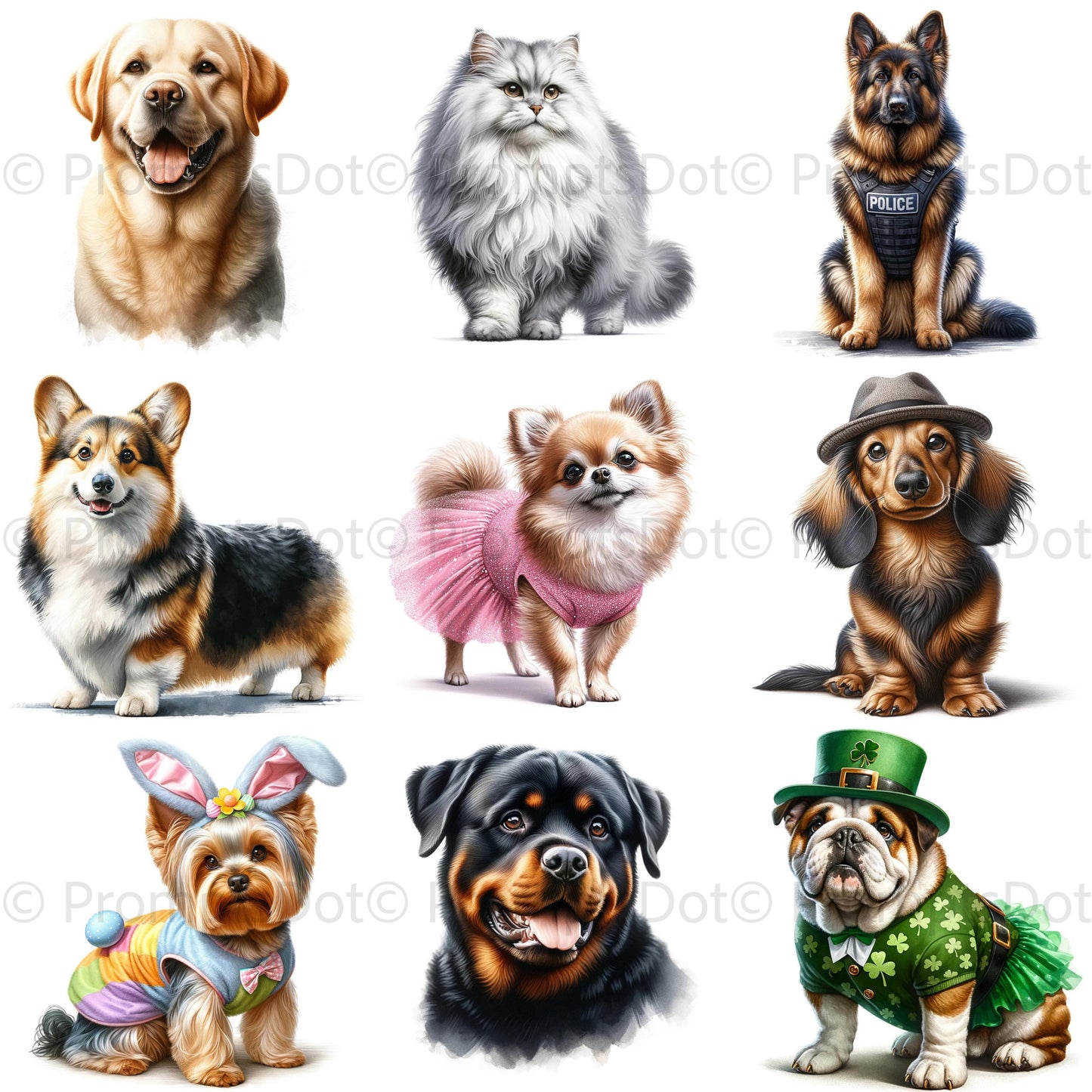 Dogs And Cats Breeds Clipart