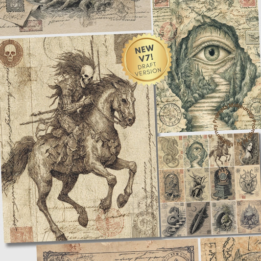 Midjourney V7 Prompts for Dragon Mythical Creatures Junk Journals
