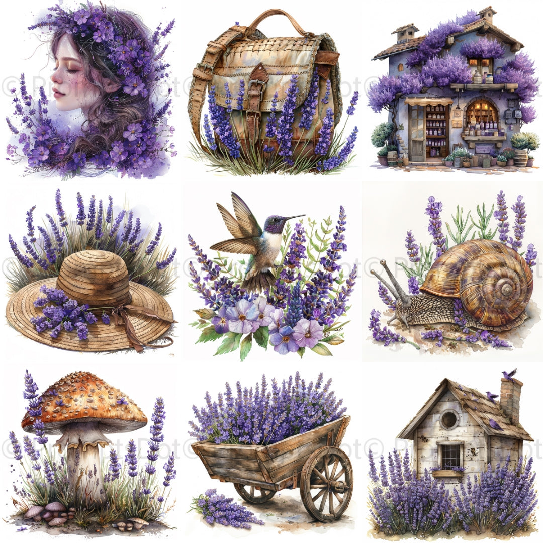 Spring Lavender Watercolor Clipart Midjourney Prompts