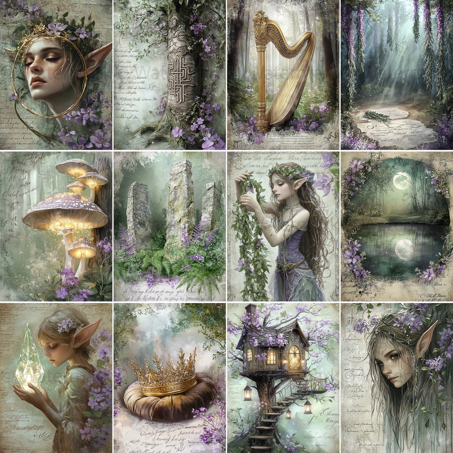 Midjourney Prompts for Elven Forest Junk Journal Kits