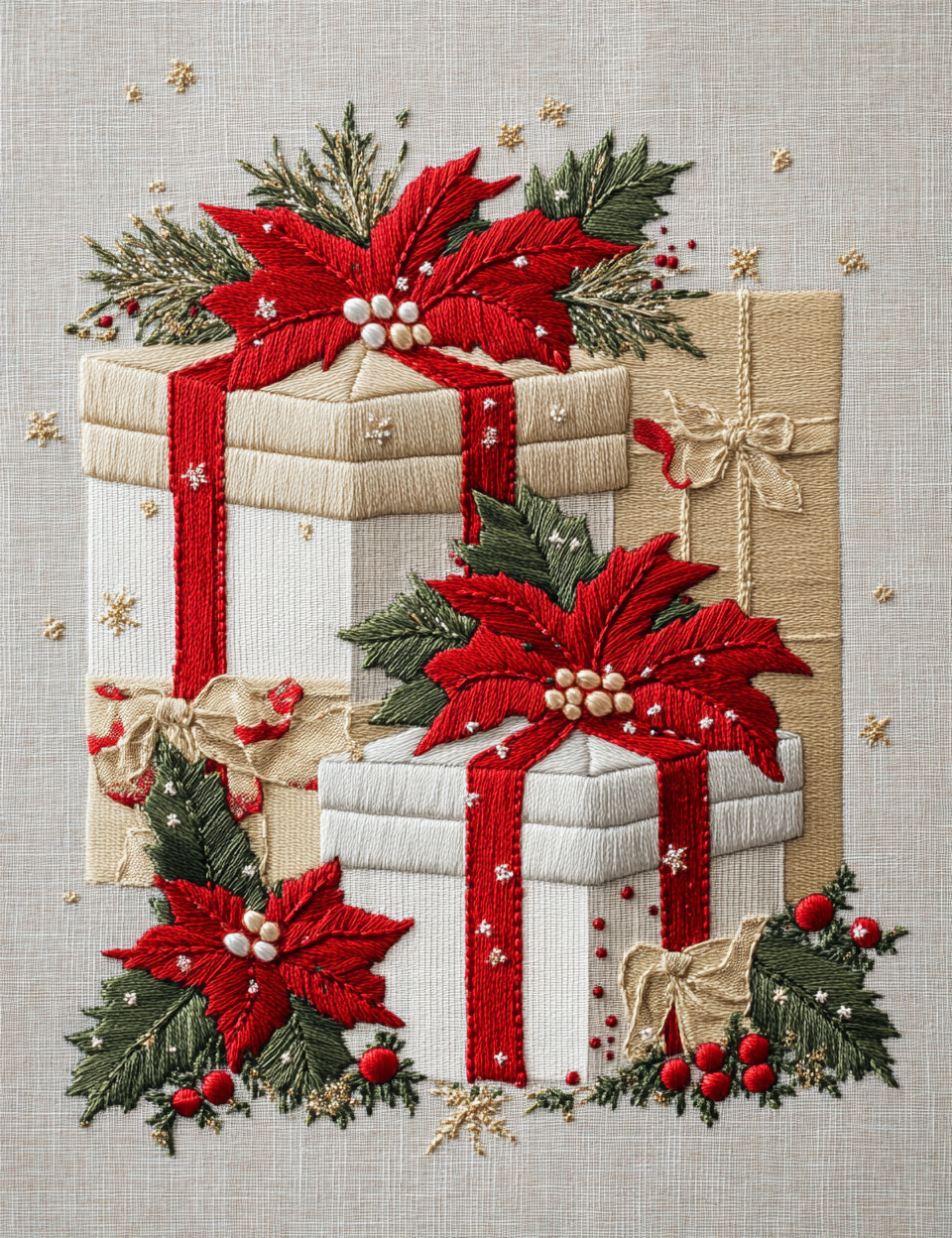 Midjourney Guide Prompts for Christmas Embroidery Digital Art