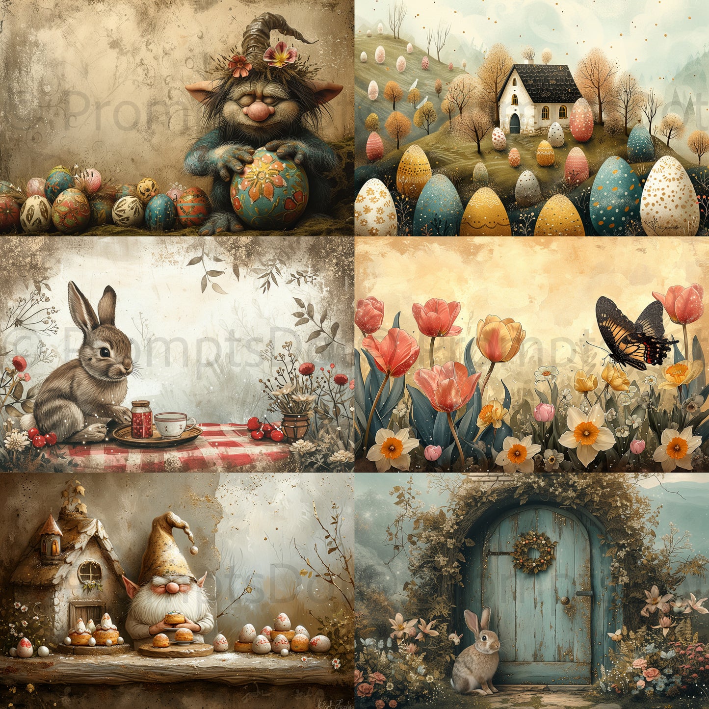 Ephemera Easter Greeting Cards Midjourney Prompt