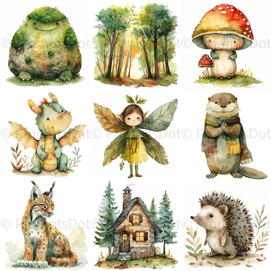 Fairy Tales Woodland Watercolor