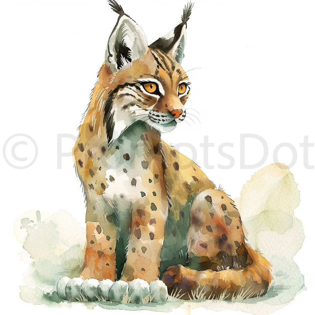 bobcat Fairy Tales Woodland Watercolor