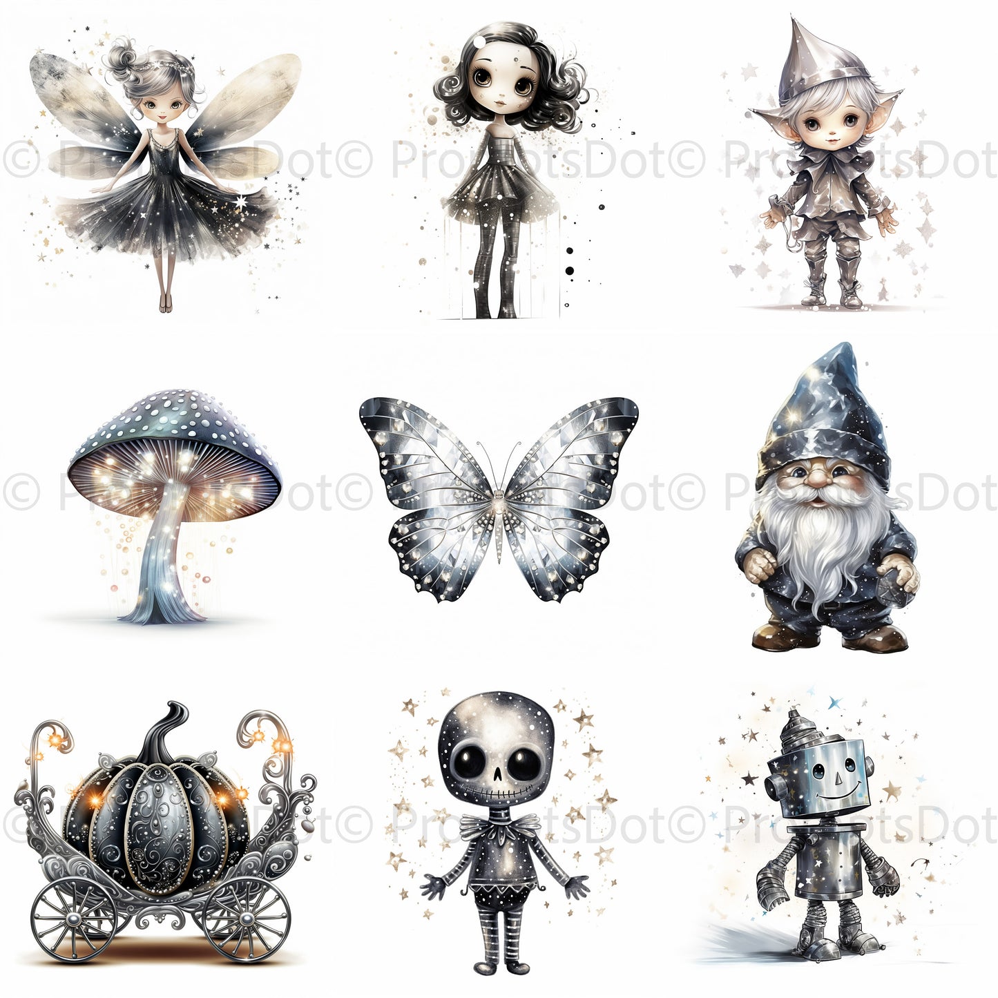 Fantasy Fairytale Digital Clipart and Midjourney Prompt Commercial Use