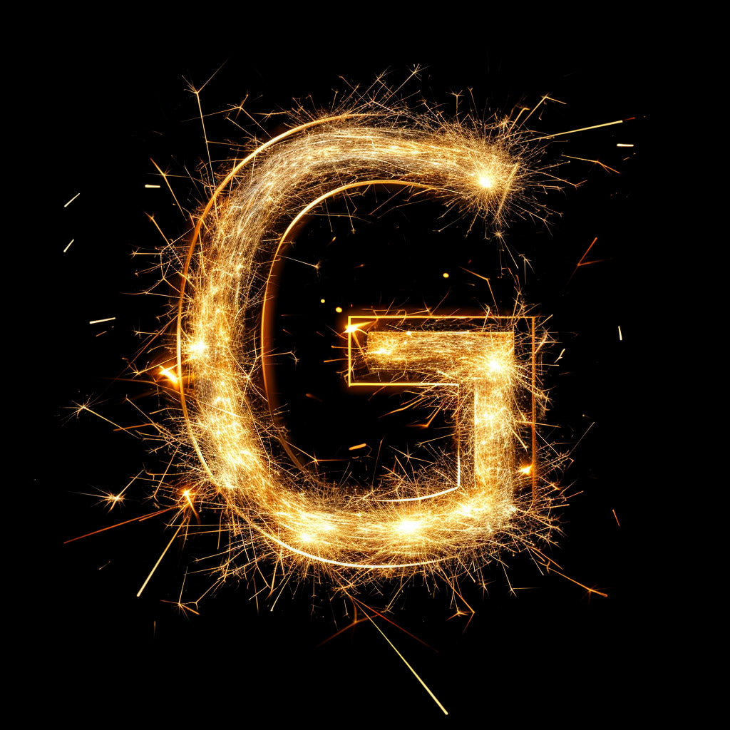 letter G with sparks Fantasy Letters Midjourney Prompt v6