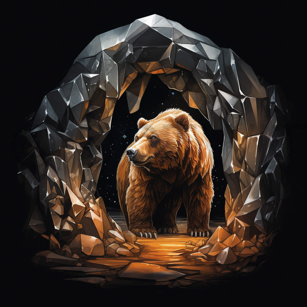 a bear in a cave Fantasy Tshirt Digital Design Animals Clipart and Midjourney Prompt Commercial Use