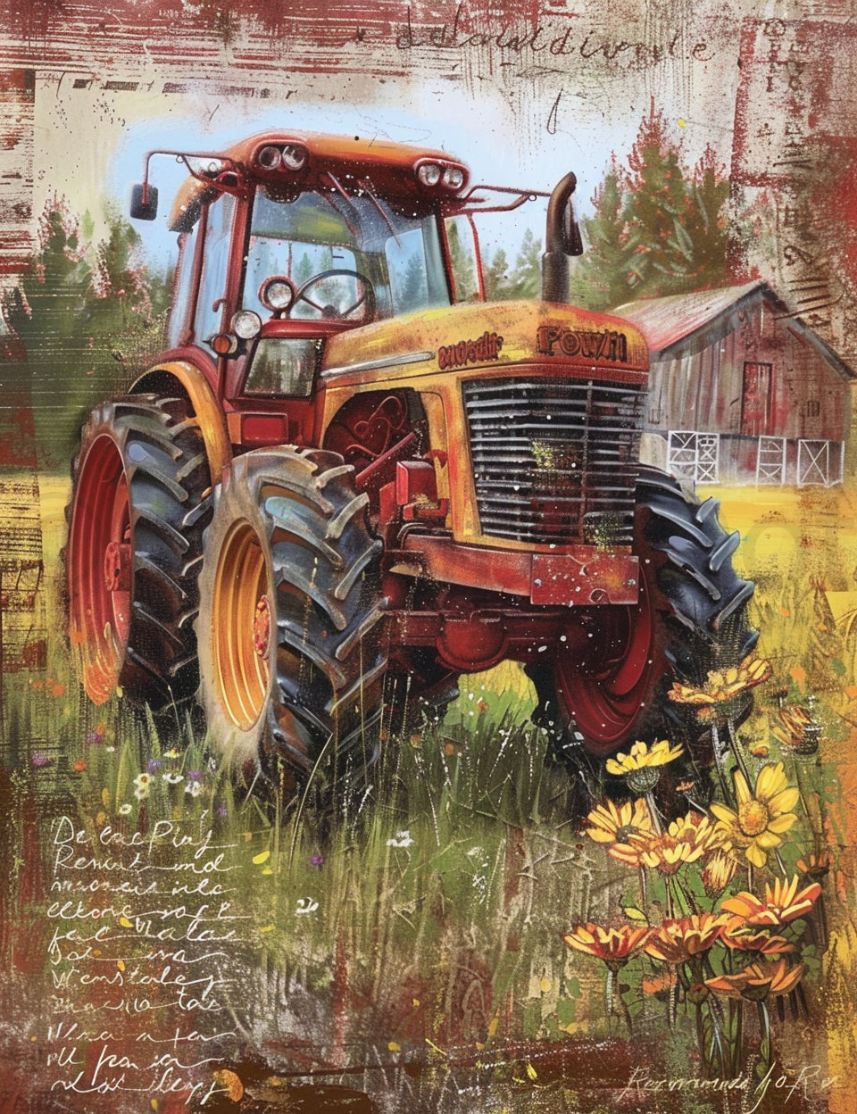 tractor Midjourney Prompts For Flower Farms Junk Journal Pages