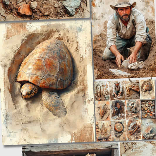 Midjourney V 6.1 Prompts for Fossils in Archaeology Ephemera Papers
