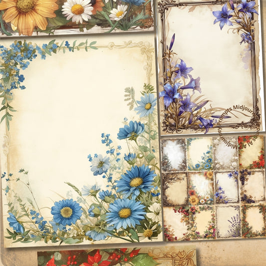 Midjourney Prompts For Framed Floral Junk Journal Pages