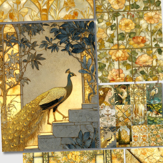 Midjourney V 7 Prompts for French Gardens Stained Glass Style