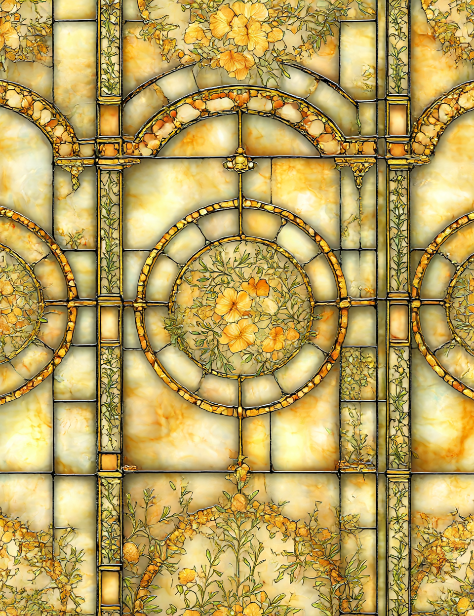 Midjourney V 7 Prompts for French Gardens Stained Glass Style