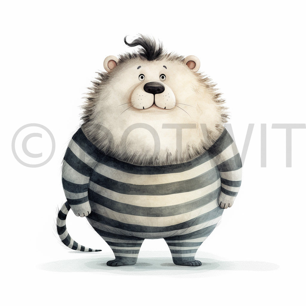 a funny gothic lion chubby lion Funny Digital Characters Gothic and Midjourney Prompt Commercial Use