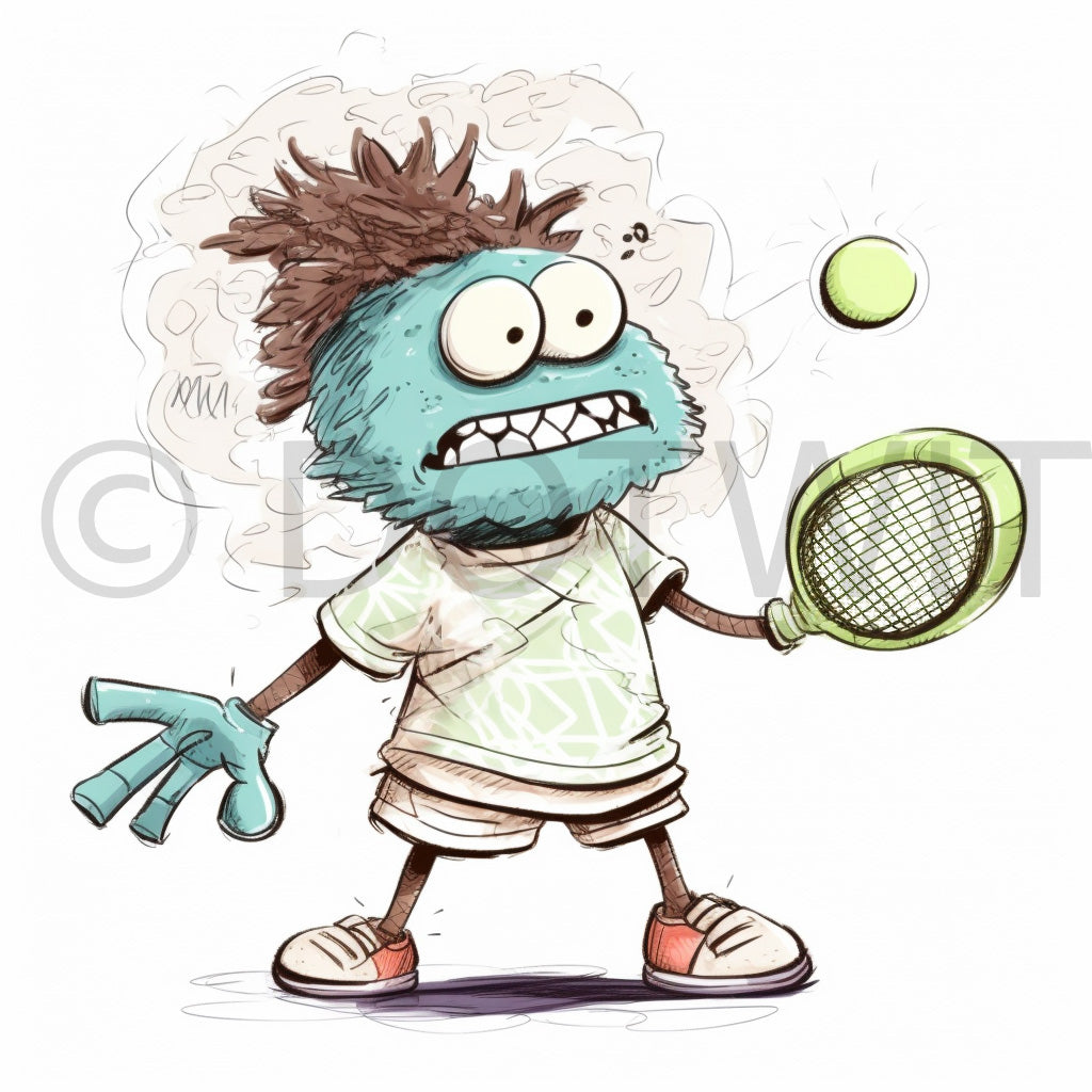 a monster playing tennis player Tshirt Designs Funny Monsters Professions Digital art and Midjourney Prompt Commercial Use