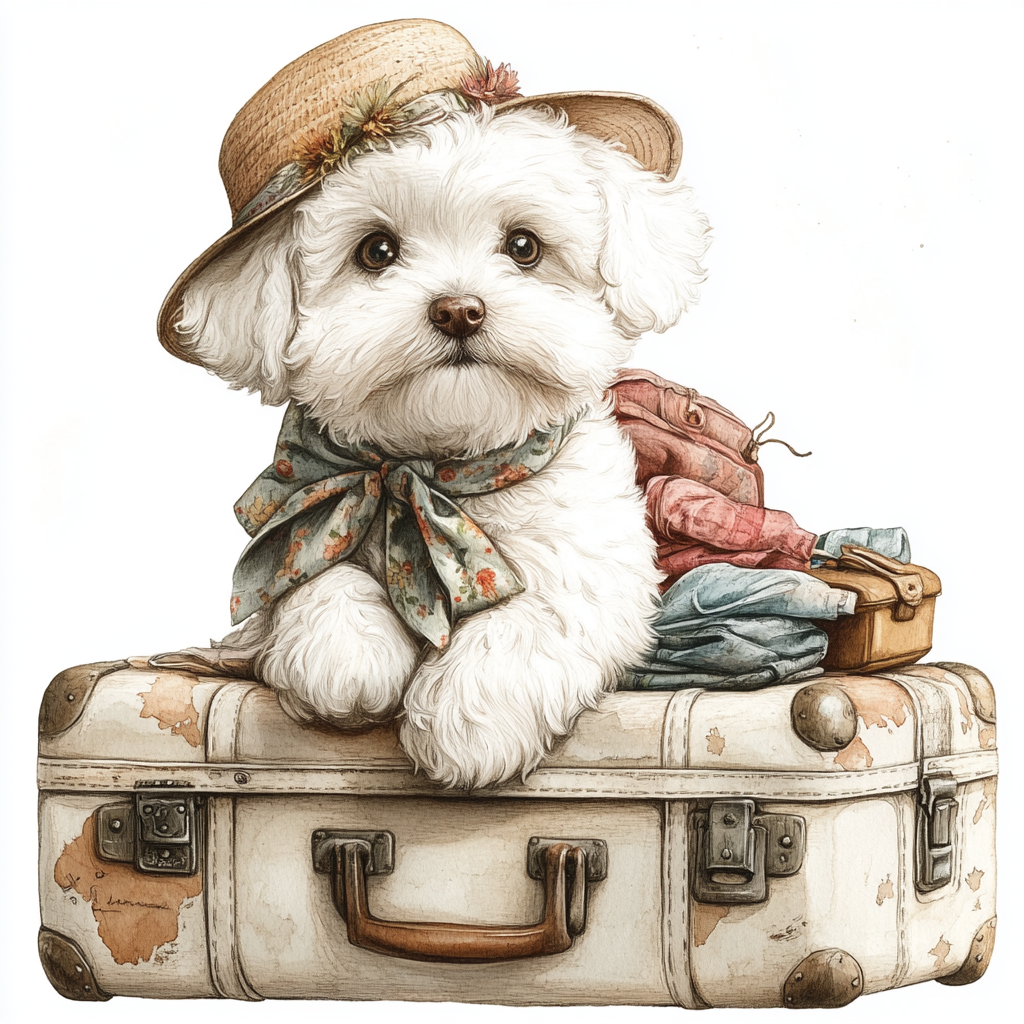 Midjourney Prompts for Funny Travel Dogs in Cute Places Clipart