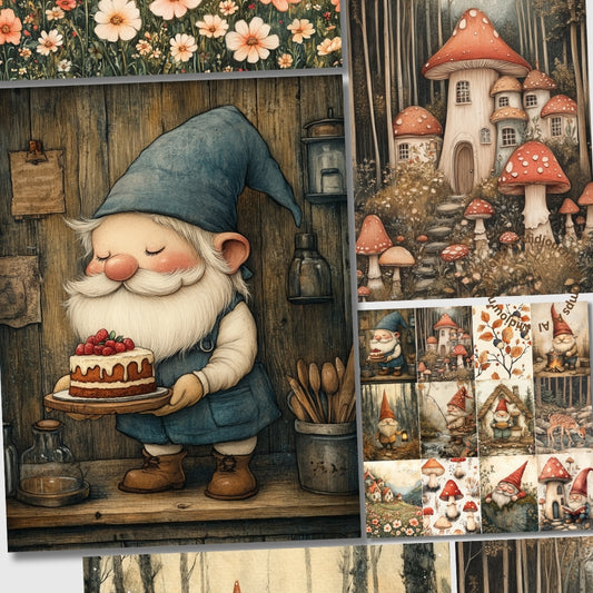 Midjourney V 6.1 Prompts for Gnome Life Junk Journal Pages