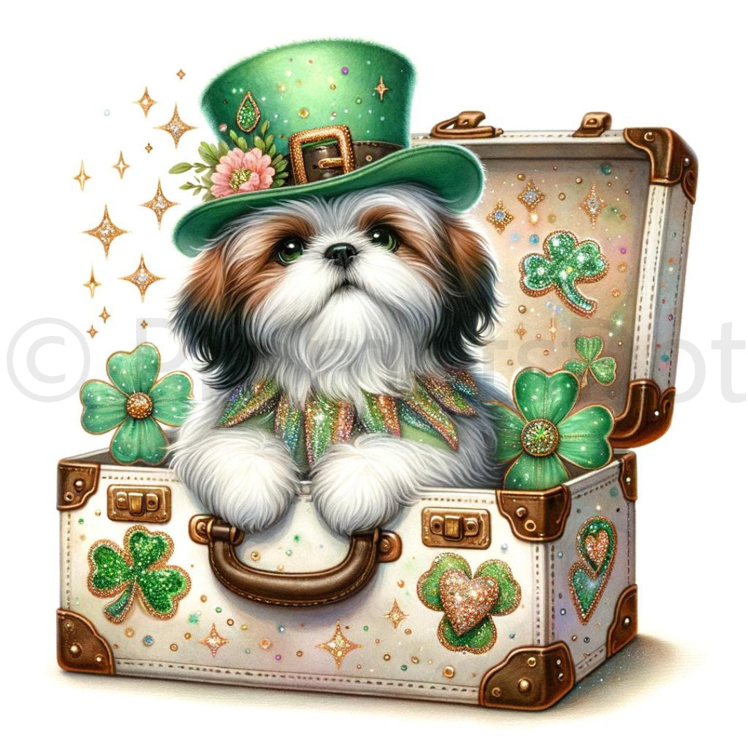 St. Patrick's Day Shih Tzu clipart