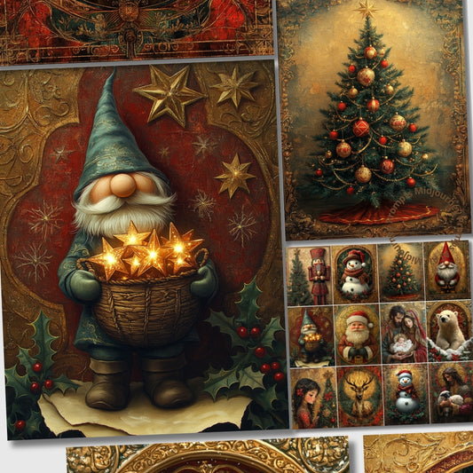 Midjourney Guide Prompts for Gold Ornamental Christmas Illustrations