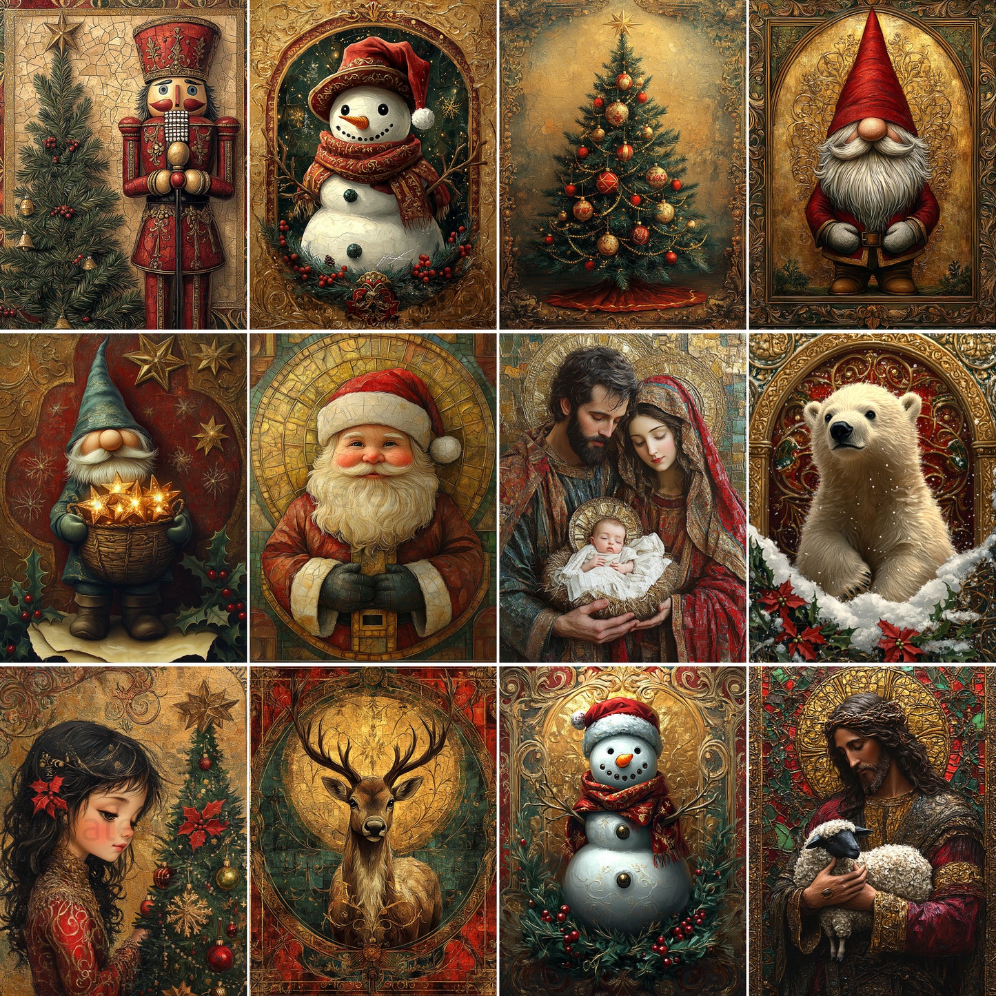 Midjourney Guide Prompts for Gold Ornamental Christmas Illustrations